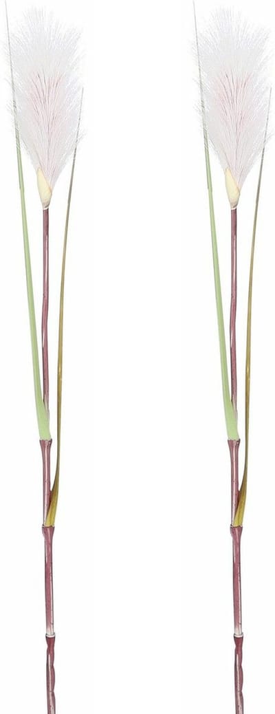 Mica Decorations - 2x - Rietgras/pluimgras kunstplant losse steel - takken - roze/witte pluim - 72 cm