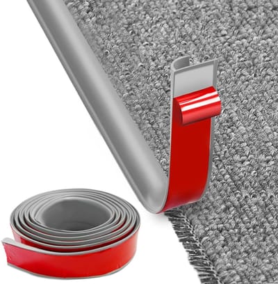 Zelfklevende Overgangsstrips voor Tapijten - 1m PVC Trim voor Deur- en Trapovergangen, Ideaal voor Vloeren en Tapijten (Grijs, 1m)