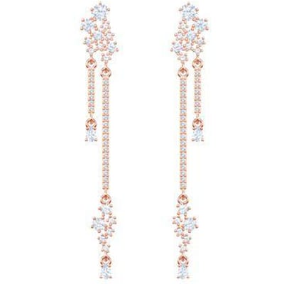 Swarovski Mooie Sneeuwvlok Kwast Lange Elegante Oorbellen Damesoorbellen Roségoud 5486635 Box (Random Color) white