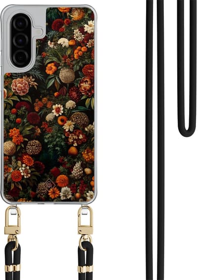 Casimoda® hoesje met zwart koord - Geschikt voor Samsung A56 - Exotic Garden - Afneembaar koord - TPU/polycarbonaat - Multi