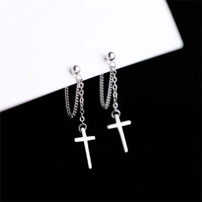 925 Sterling Zilveren Kruis Oorknopjes voor Dames Party Sieraden Boucle D'oreille Hypoallergeen Eh1034 gray