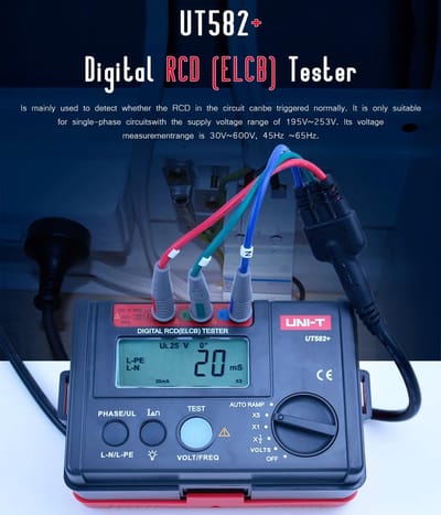 Digitale RCD Testset met AUTO RAMP en Buzzer voor Lekstroomschakelaars