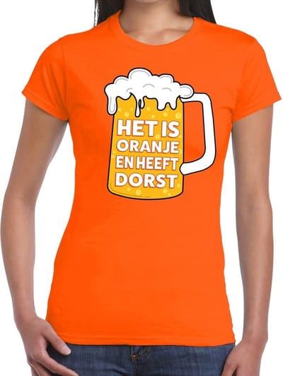 Het is oranje en heeft dorst t-shirt - oranje tekst shirt dames - oranje kleding XS