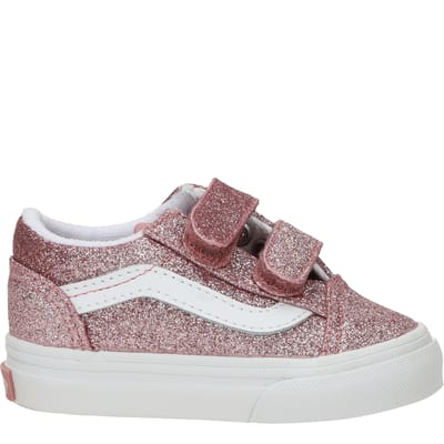 Vans Old Skool V Glitter Rose Gold Sneakers - Meisjes - Roze