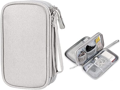 Elektronische Tas Organizer, Dubbele Laag Universele Kabel Case, Accessoires voor Mobiele Telefoon, Oplader en Powerbank (Grijs)