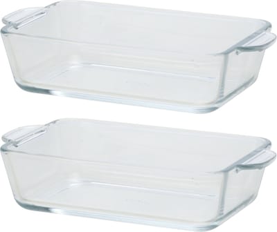 Rechthoekige glazen kleine ovenschaal - 2x - 500 ml - 16 x 11 x 4,5 cm - Ovenschotel schalen - Serveerschalen