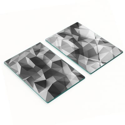 Duurzame en stijlvolle glazen borden met abstract driehoekspatroon 2x40x52 cm