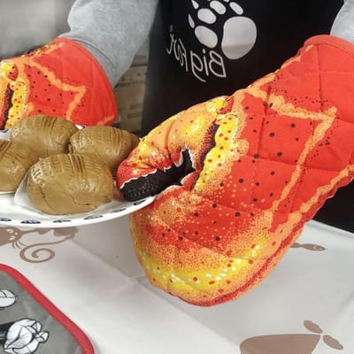 Allecto Plus - Hittebestendige Ovenwanten met Antislip Design - Voor Bakken en Grillen - Grappig Kattenpatroon - 1 Paar