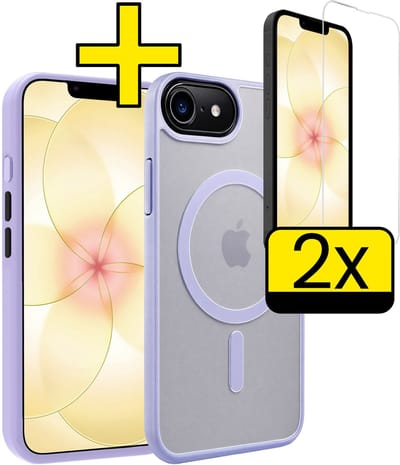 Hoesje - Met 2x Screenprotector - Geschikt voor Apple iPhone 17e - Magsafe Compatible - Sterk & Shockproof - Back Cover - Shock Proof Case - Telefoon Hoes - Telefoonhoesjes - Lila