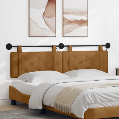 vidaXL - Hangend - hoofdbord - Met - LED-verlichting - Bruin - Fluweel