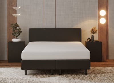 Nessa® - 140x200 Boxspring Bjorn Zwart PU Skin Leder - Inclusief Pocketvering matras