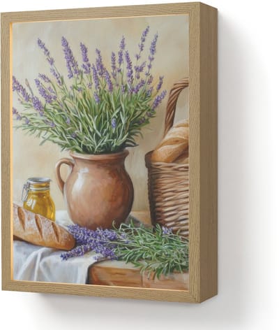 Wandlamp 30x40 cm - Oplaadbaar - Lavendel - Brood - Stilleven - Wandlampen binnen woonkamer - Slaapkamer lamp - Decoratieve nachtlamp - Vloerlamp draadloos