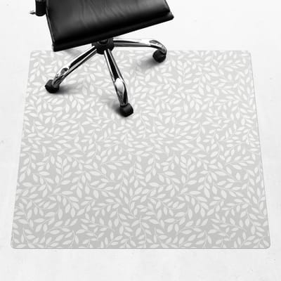 Wallfluent - Vloerbeschermer Bladpatroon - 100x100 cm - Grijs Bureaustoel Vloerbeschermer - Vierkant - Mótif Vloerbeschermer-Computer Stoel Mat-Kantoordecoraties - Boho-patroon