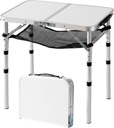 Campingtafel - 60x40 cm - inklapbaar - hoogte verstelbaar - wit