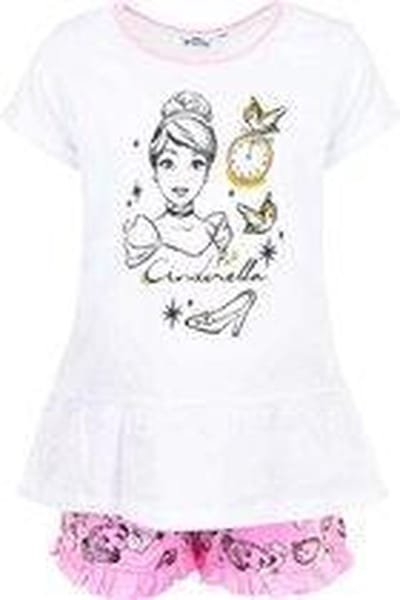 Disney Princess - Cinderella - Shortama - Wit - Maat 104 - 4 jaar