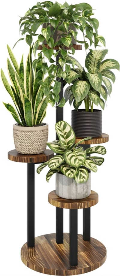 AHD® Plantenrek - Plantentafel - Plantenstandaard Binnen - Plantenrek Binnen - Bruin - 41cm x 41cm x 80cm