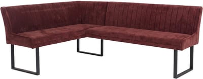 Hoekbank MCW-O82, eetkamerbank, Oeko-Tex (310 g/m²) chenille stof/textiel, metaal, 159 x 210 cm ~ rood