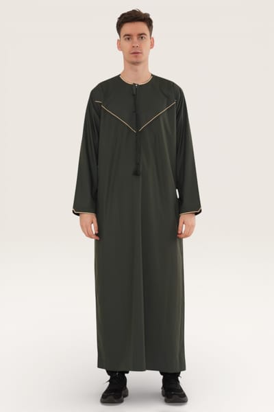 Heren groene Ramadan Marokkaanse Jubba Robe Djellaba Eid Kaftan Thobe LFS-TT-007