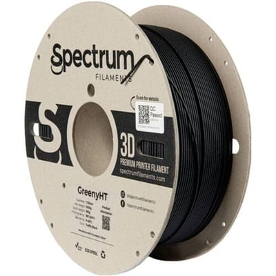 Spectrum Filaments 80699 GreenyHT Filament PLA kunststof Hittebestendig, Hoge stijfheid, Mat 1.75 mm 1000 g Traffic Black, Zwart 1 stuk(s)