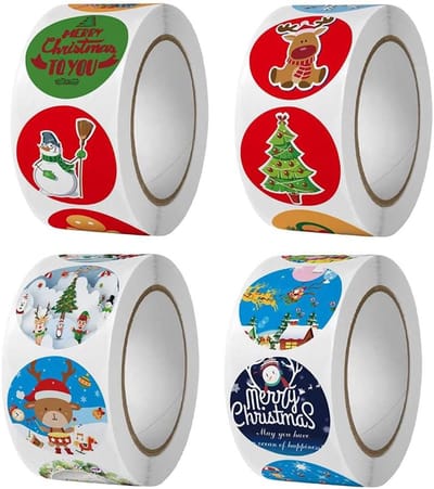 Allecta - Zelfklevende stickers voor kerstcadeauzakjes, geschenkdoos, kerstkaarten, verzamelalbum, kerstdecoratie - Set van 2000 stuks.