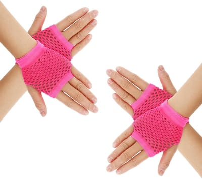 2 Paar Korte Visnet Handschoenen Vingerloos Gothic 80s Handschoenen Geschikt voor Halloween Feestjes en Retro Kostuums