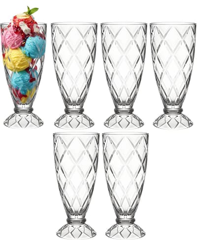 Alessandro ijscoupe Zanzibar - 6x stuks - glas - kristal - 360 ml - 18 x 8 cm - ijs schaaltjes