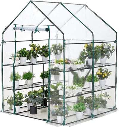 Mini Kas - Plantenhoes - Planten Beschermen - Met Deur en Ramen - 143x143x195 cm - Transparant