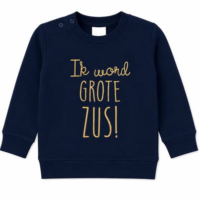 Sweater shirt trui voor kind - Big sis Sister - Maat 74 blauw goud - Ik word grote zus - Zwanger bekendmaking Baby - Geboorte - Gezinsuitbreiding - Aankondiging - Cadeau - Zwangerschapsaankondiging - Girl