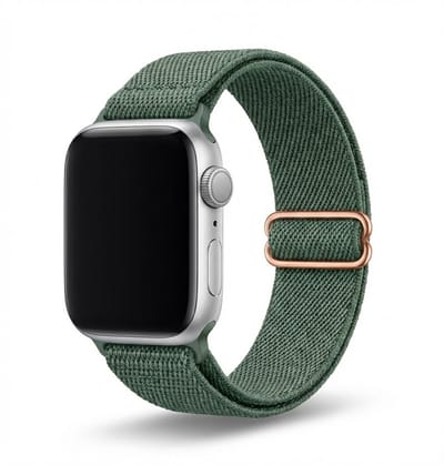 Horlogebandje groen elastisch nylon verstelbaar Geschikt voor Apple Watch 38 mm / 40 mm / 41 mm / 42 mm (serie 10 / 11) flexibel comfortabel sportief bandje