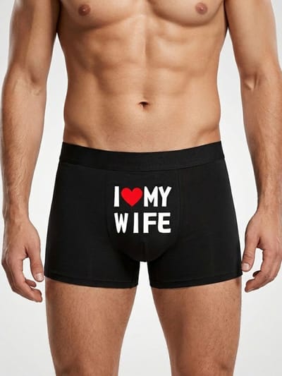 Boxershort met tekst I Love My Wife – Ondergoed Heren – Cadeau voor Man – Boxer Katoen Stretch - Maat M