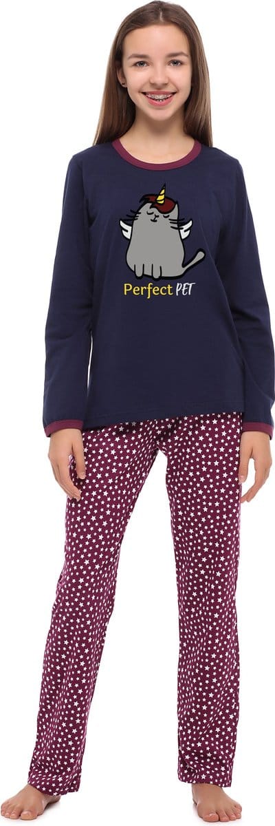 Merry Style Meiden Pyjama - Lange mouwen - Lange broek - Katoen - MS-MS10-240-PJ - Marineblau/Sterne - 176