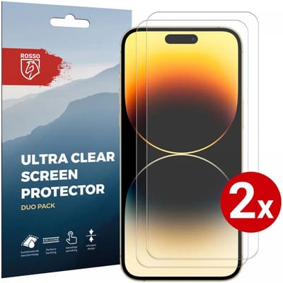 Rosso Screen Protector Ultra Clear Duo Pack Geschikt voor Apple iPhone 14 Pro Max | TPU Folie | Case Friendly | 2 Stuks