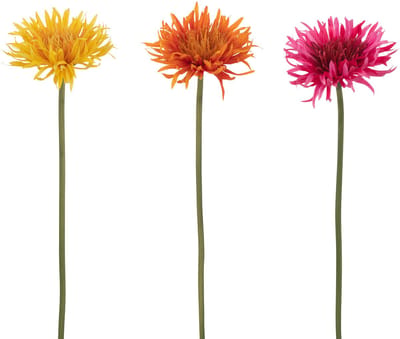 J-Line bloem Gerbera Madeliefje - kunststof - mix - 3 stuks