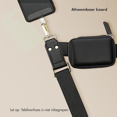 Selencia Universeel Telefoontasje met koord - Telefoon Ketting - GSM Koord - Midnight Black