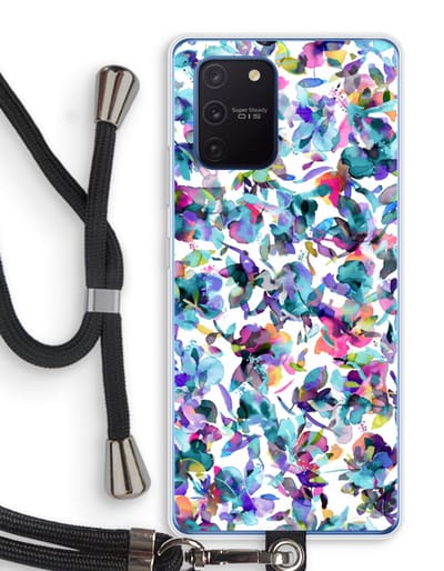 Case Company® - Hoesje met koord geschikt voor Samsung Galaxy Note 10 Lite hoesje met Koord - Hibiscus Flowers - Telefoonhoesje met Zwart Koord - Bescherming aan alle Kanten en Over de Schermrand