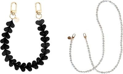 xoxo Wildhearts Telefoonkoorden Funky Hearts Zwart + Pearlfection Lang – geschikt voor iPhone / Samsung