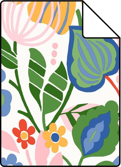 Proefstaal ESTAhome behang bloemmotief wit en meerkleurig - 26.5 x 21 cm - 131993-S