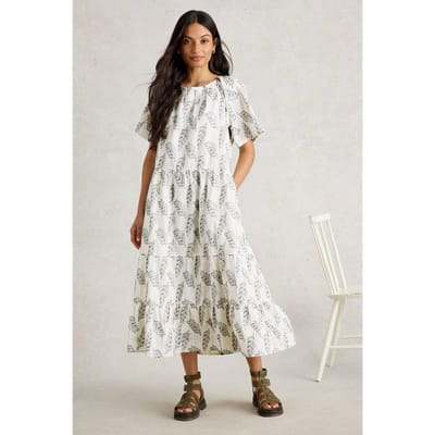 White Stuff Spruce Jaquard Dress White Multi Taglia: 14 REGULAR | Abiti Midi Outlet | Donna | Bianco