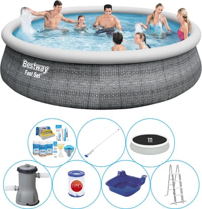 Fast Set Rattan Rond 457x107 cm - Deluxe Zwembad Deal