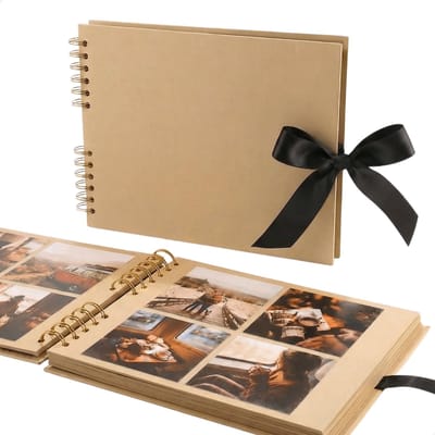 RENALUX Fotoalbum Plakalbum - Scrapbook Album - Plakboek - Foto Album - Gastenboek Bruiloft - Baby Album- 80 Pagina's - Bruin