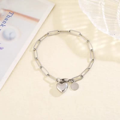 JewelGalerie - Armband - Schakel Hartje - Zilver