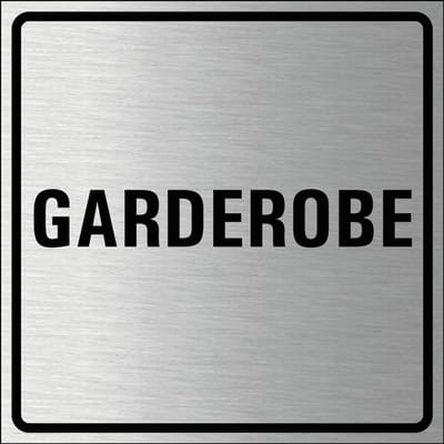 Garderobe bordje, geborsteld aluminium 150 x 150 mm