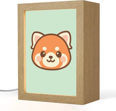 Nachtlampje 15x20 cm - Kinder lampje - Rode panda - Groen - Cartoon - Tafellamp kinderkamer - Slaapkamer lamp - Bedlamp kinderen - Kinderlampje stopcontact - Wandlamp babykamer - Nachtlampjes