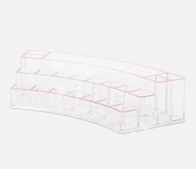 Make-up-organizer - 28x12x7 cm - Gouden rand - Transparant