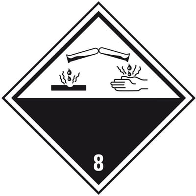 ADR klasse 8 sticker bijtende stoffen 50 x 50 mm - 10 stuks per kaart