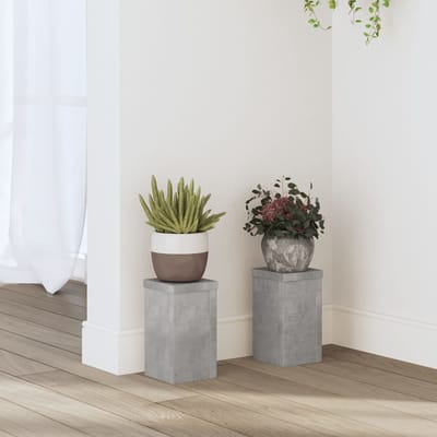 vidaXL - Plantenstandaards - 2 - st - 10x10x18 - cm - bewerkt - hout - betongrijs