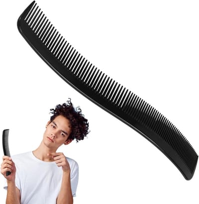 Kapperskam - Stylingkam Fijntand - Haar Trimmen - Gebogen Ergonomisch Design - 21cm Lang - Zwart Wit