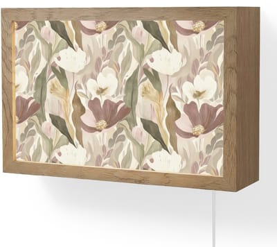 Wandlamp 30x20 cm - Oplaadbaar - Bloemen - Aquarel - Kleurrijk - Wandlampen binnen woonkamer - Slaapkamer lamp met kabel - Decoratieve nachtlamp - Vloerlamp snoer