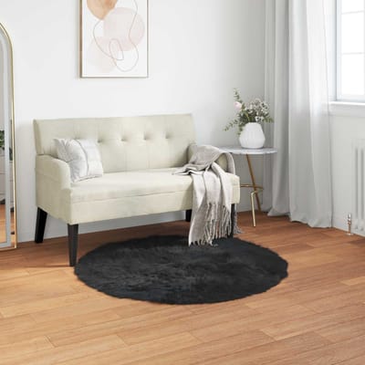 vidaXL - Tapijt - van - imitatie - schapenvacht - TAFALLA - Zwart - Ø - 100 - cm