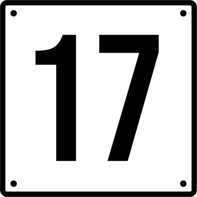 Huisnummerbord 17 - Incl. Schroeven en Pluggen – Acrylaat - 10 x 10 cm - Wit met Zwart